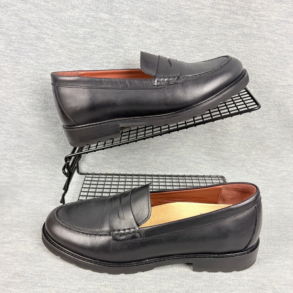 Classic Black Leather Penny Loafers for Women